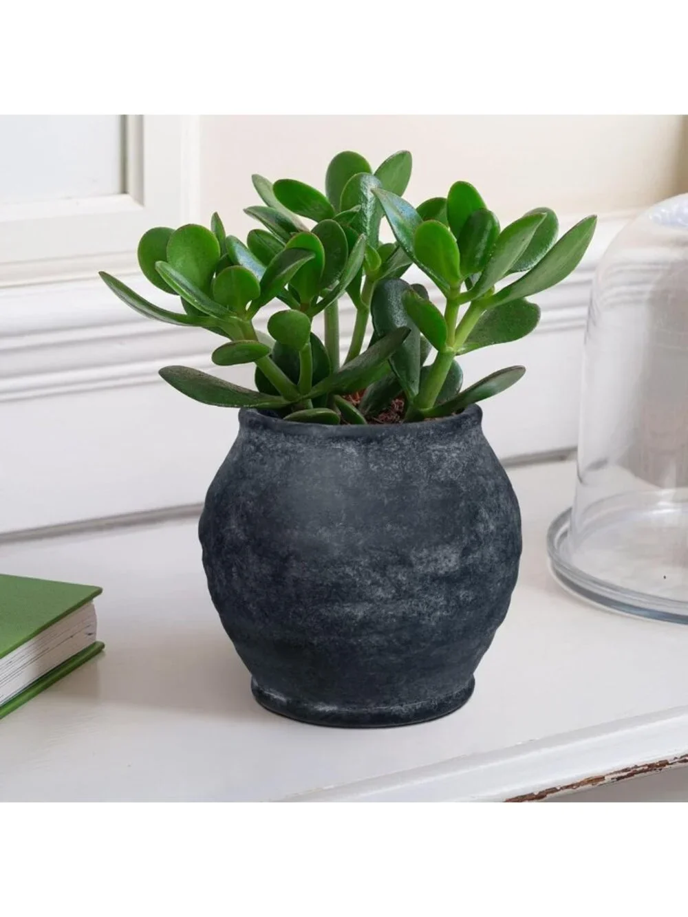 Rustic Vintage Ceramic Vase - 6.1'' Farmhouse Decor, Distressed Texture, Wide